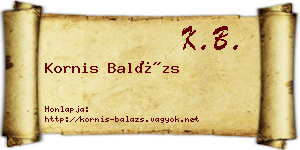 Kornis Balázs névjegykártya
