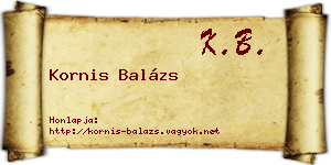 Kornis Balázs névjegykártya